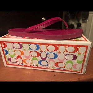 Patent leather flip flops